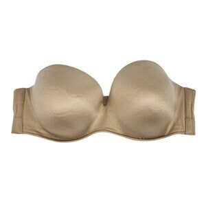 Cacique Nude Underwire Full Coverage Back Closure Strapless Bra Size 44DD
